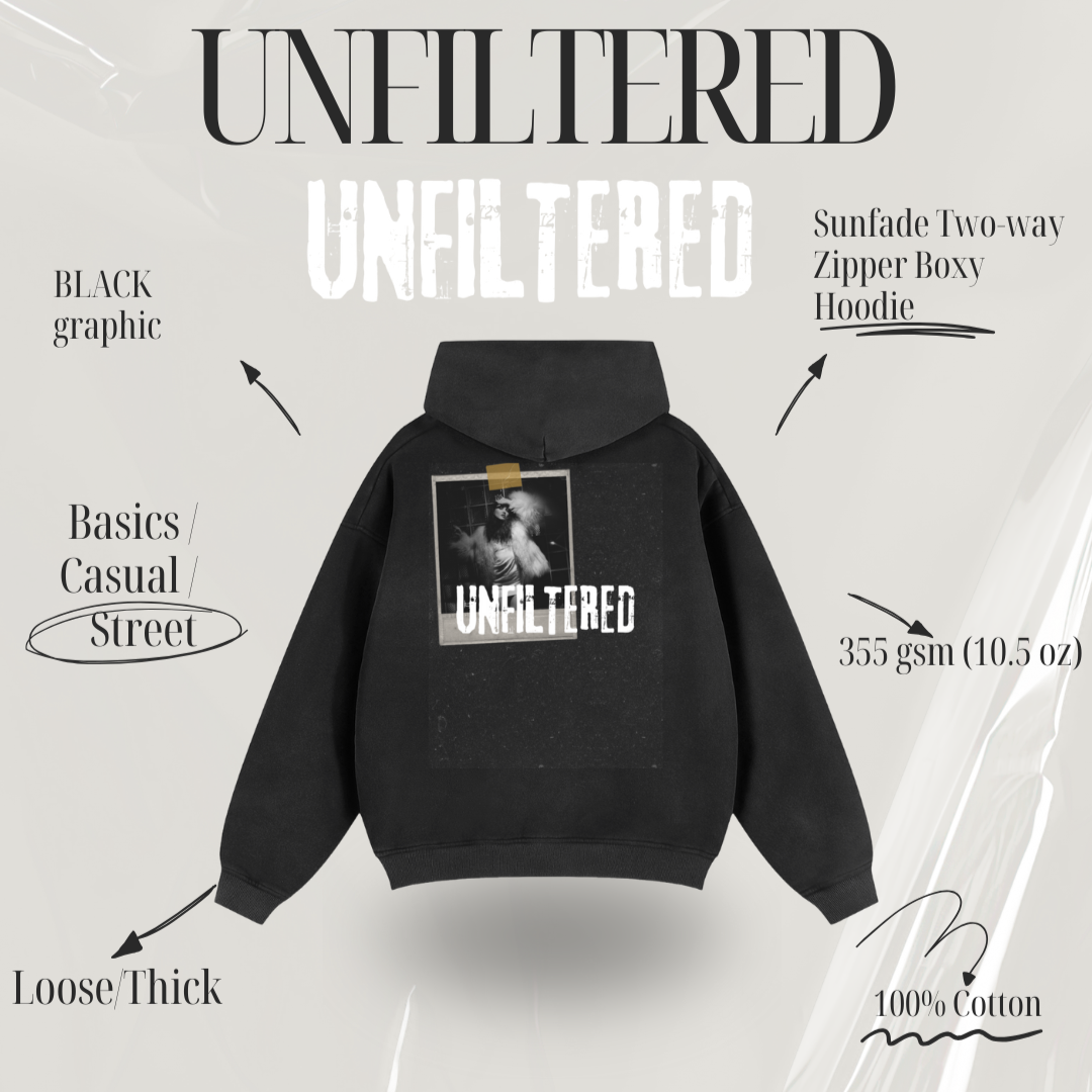 UNFILTERED TAPED ZIP UP(BLACK)